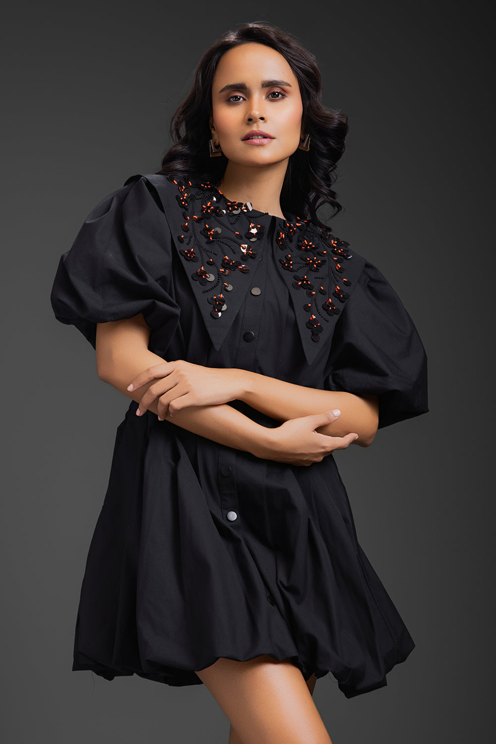Black Bubble Sailor Dress