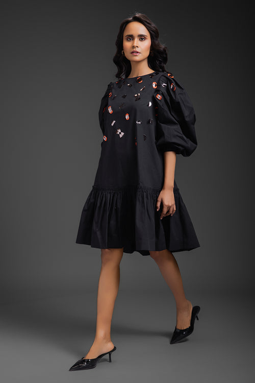 Black Bold Neon Metallic Dress