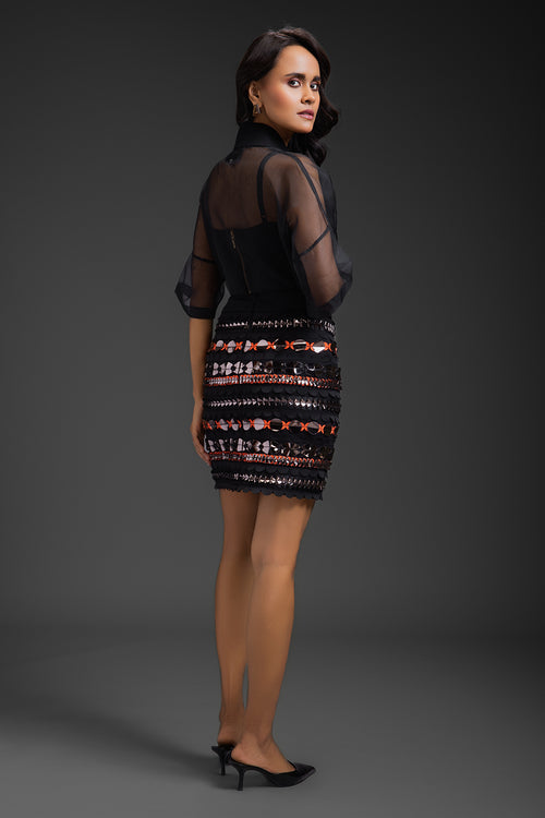 Black Neon Metallic Skirt