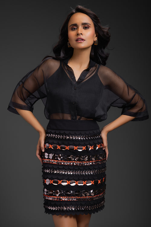 Black Neon Metallic Skirt