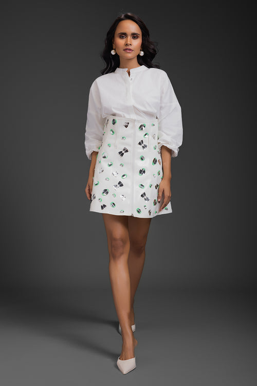 White Cotton Shirt With Corset Skirt
