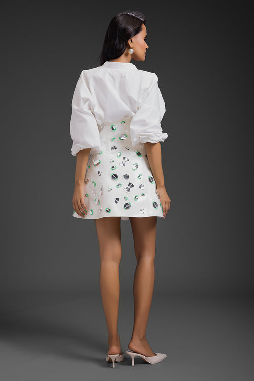 White Cotton Shirt With Corset Skirt