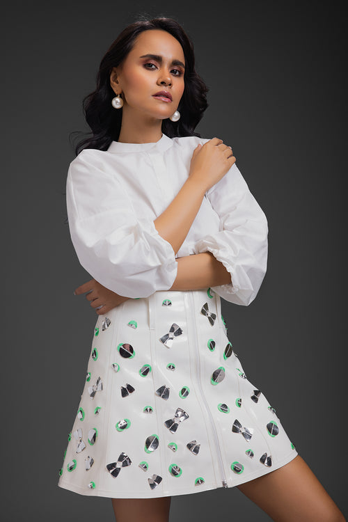 White Cotton Shirt With Corset Skirt