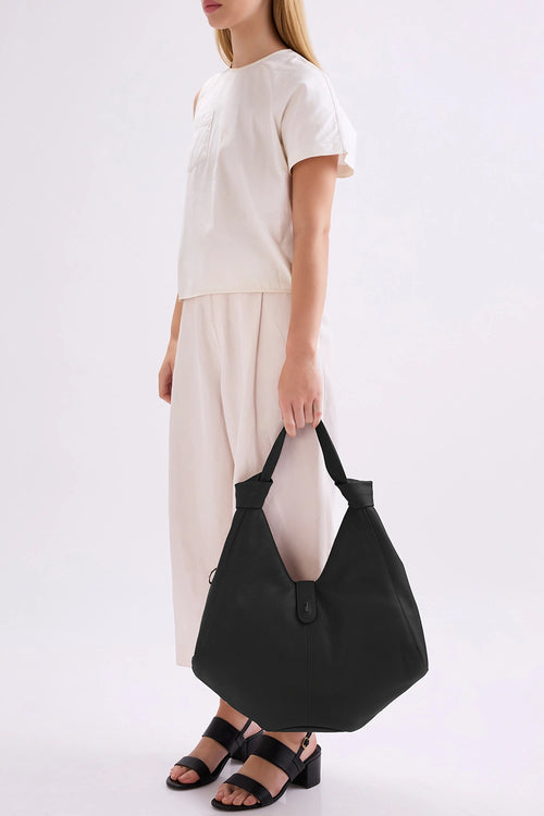 Nelli Pebble Black Large Hobo Bag