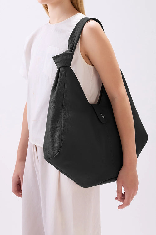 Nelli Pebble Black Large Hobo Bag