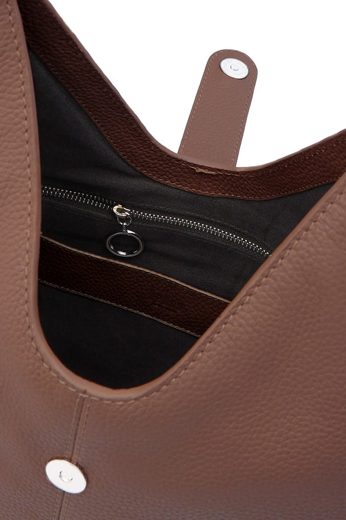 Nelli Large Cinnamon Pebble Hobo Bag