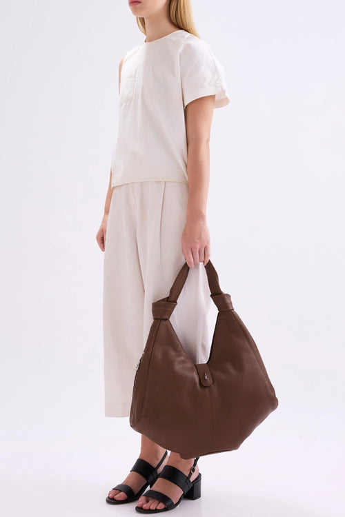 Nelli Large Cinnamon Pebble Hobo Bag