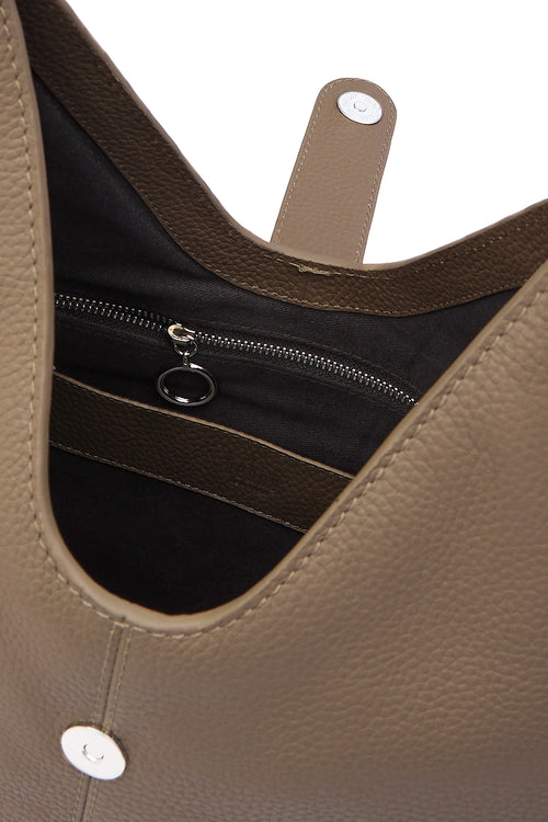 Nelli Large Taupe Pebble Hobo Bag