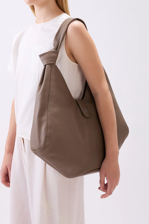 Nelli Large Taupe Pebble Hobo Bag