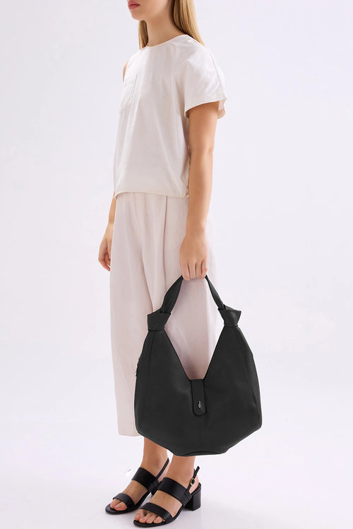 Nelli Black Pebble Hobo Bag