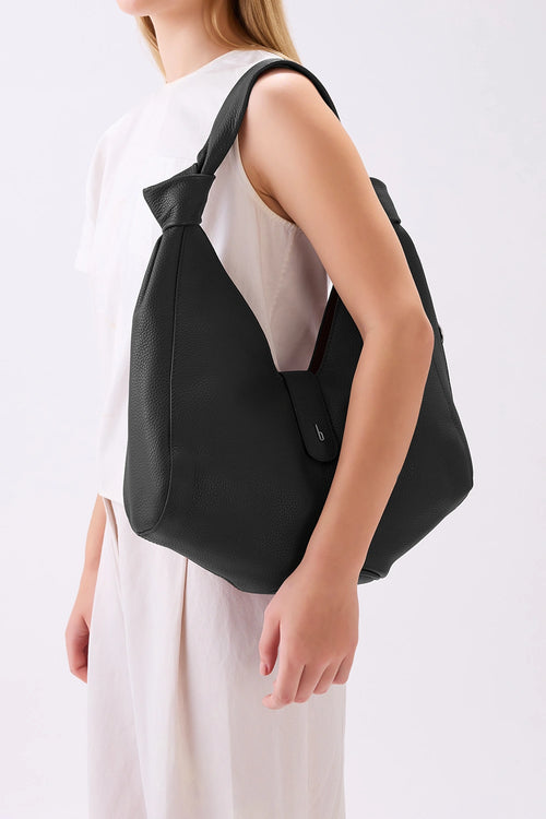 Nelli Black Pebble Hobo Bag