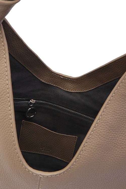 Nelli Taupe Pebble Hobo Bag
