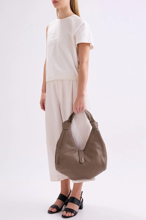 Nelli Taupe Pebble Hobo Bag
