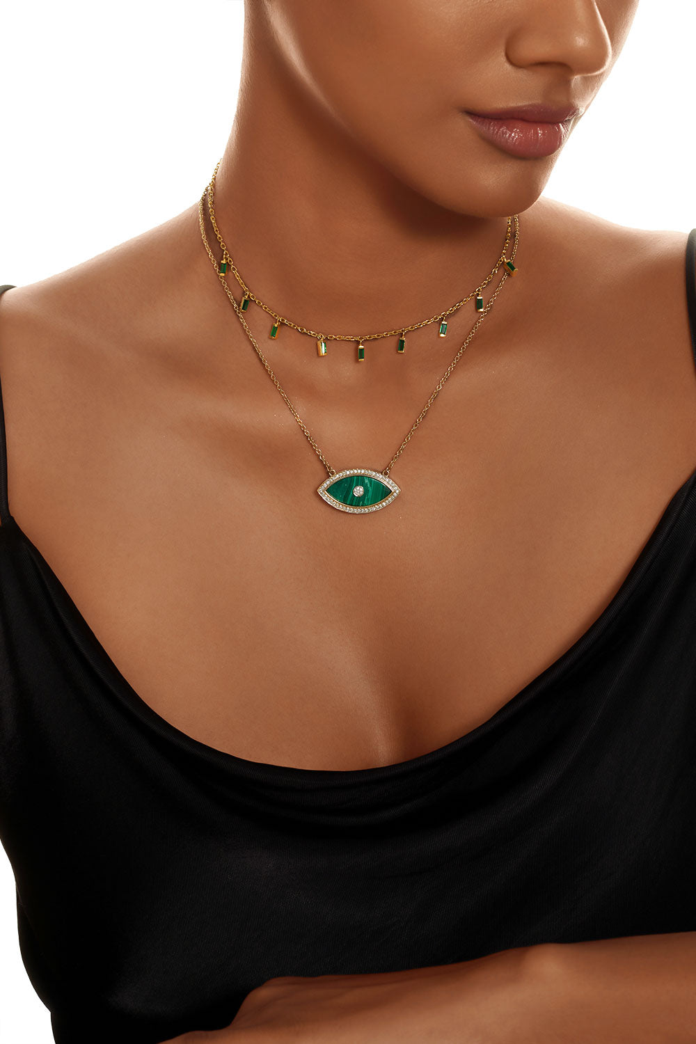 Malachite Diamond Chain Pendant