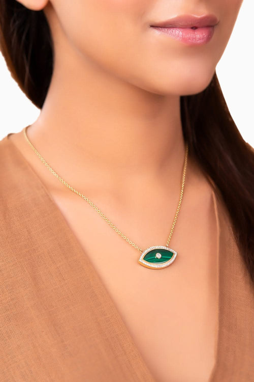 Malachite Diamond Chain Pendant