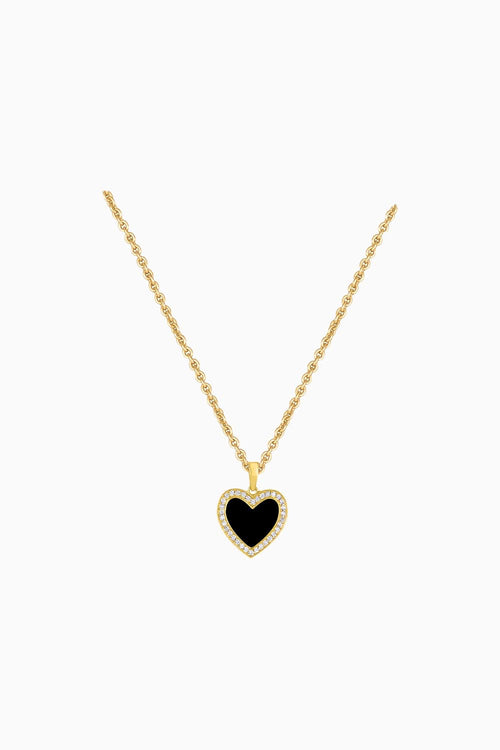 Heart Enamel Diamond Chain Pendant