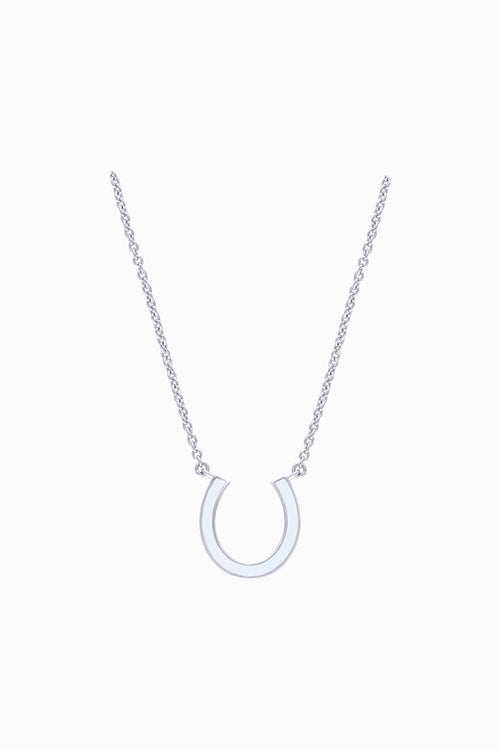 Gold Enamel Horse Shoe Chain Pendant