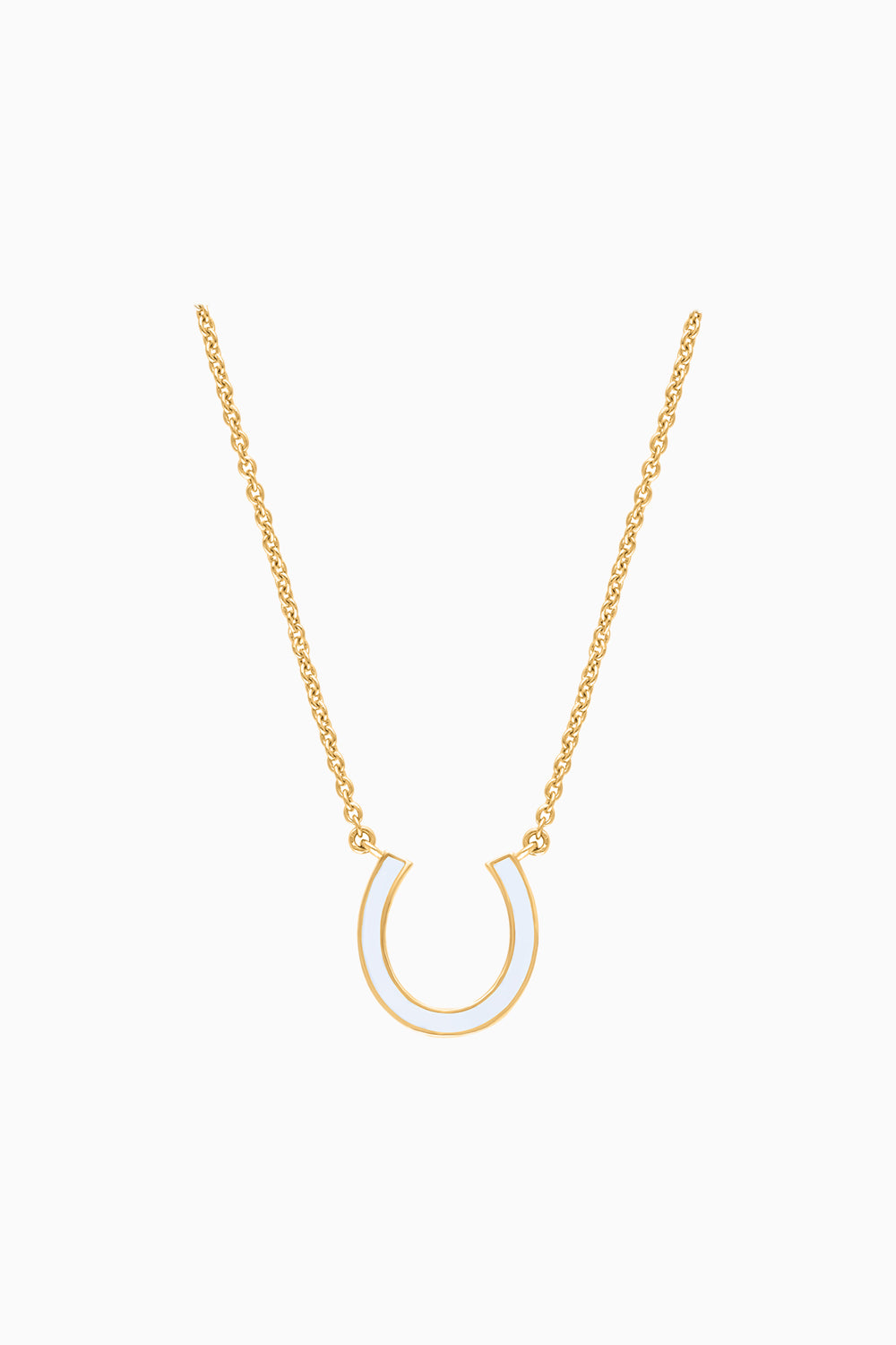 Gold Enamel Horse Shoe Chain Pendant