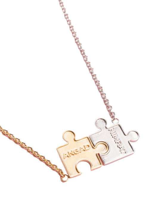 Personalised Puzzle Enamel 14KT Gold Chain Necklace