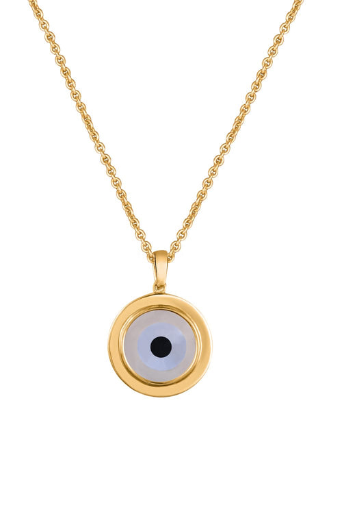 Off White Evil Eye Chain 14KT Gold Pendant