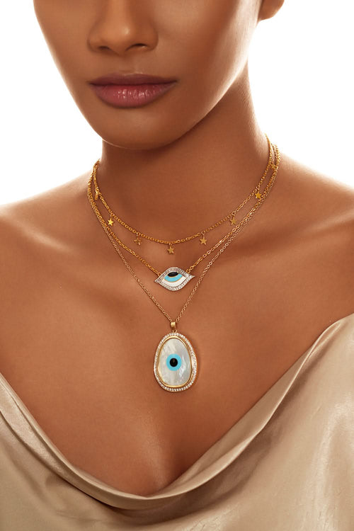 Oblong Evil Eye Diamond Pendant