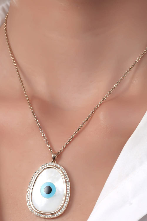Oblong Evil Eye Diamond Pendant