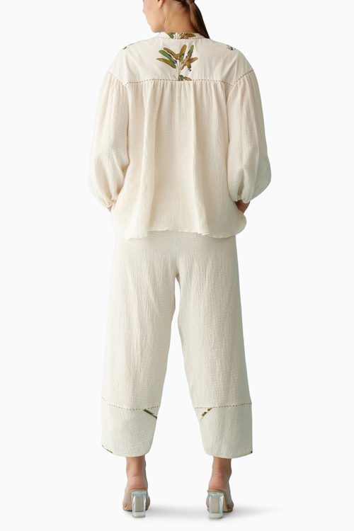 Cream Banana Tree Print Co-ord Sets