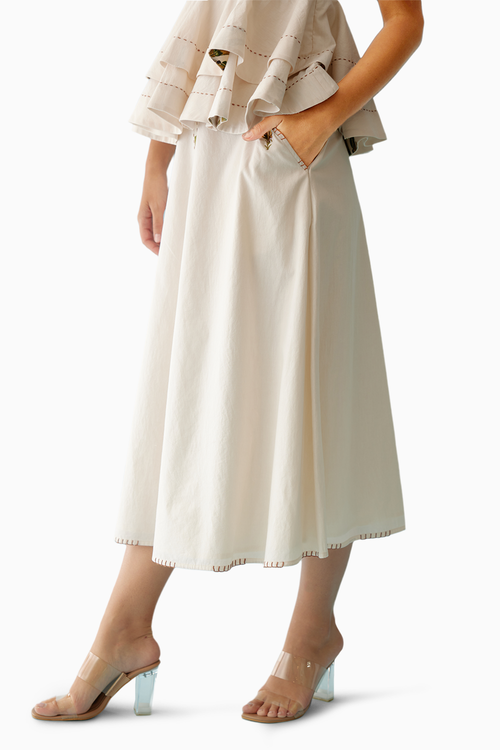 Cream A-Line Skirt
