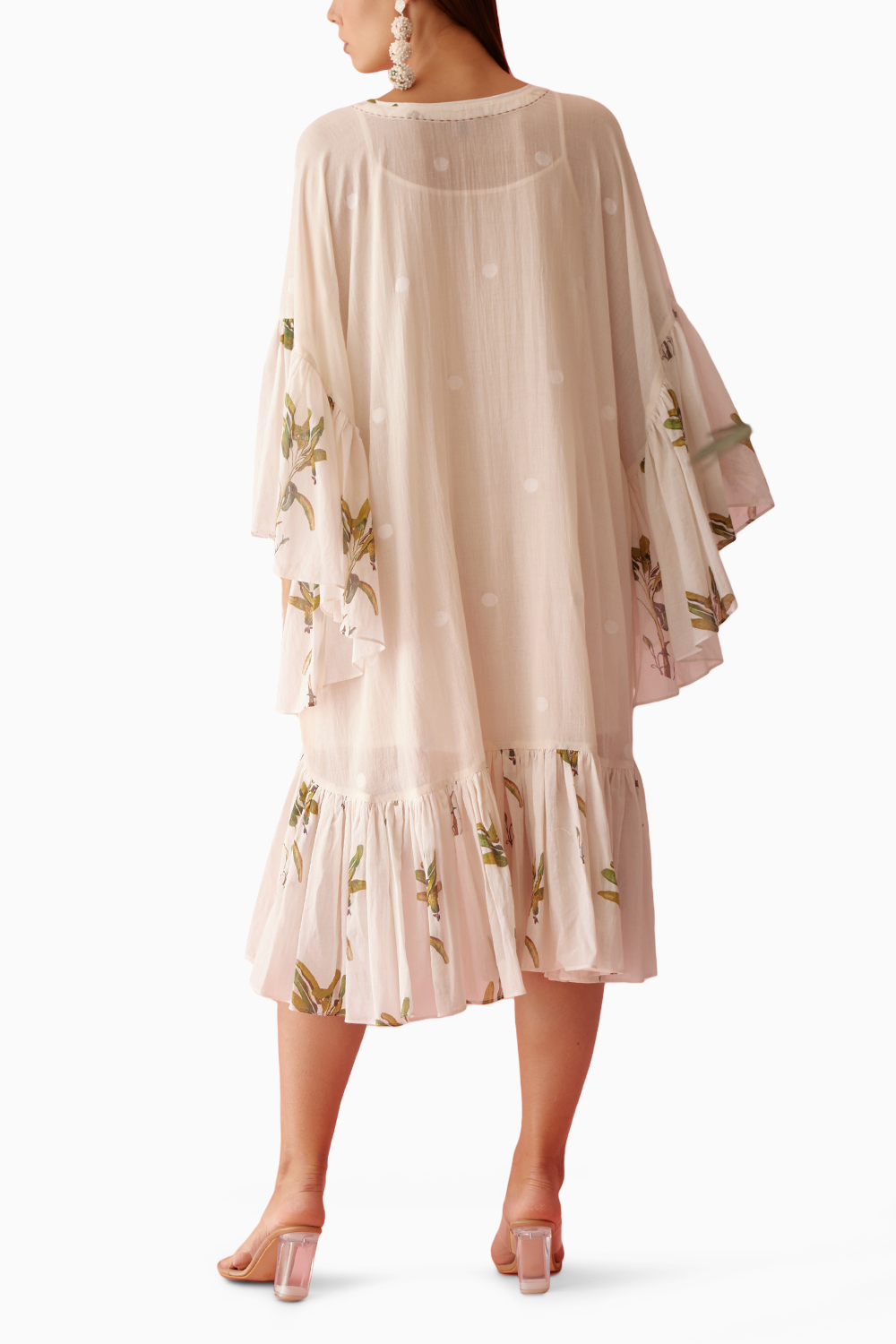 Cream Handwoven Jamdani Cotton Frill Dress