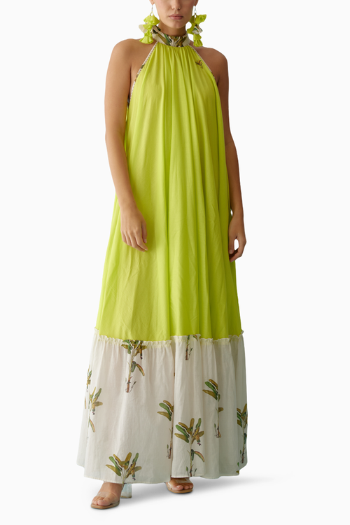 Lime Green Halter Maxi Dress