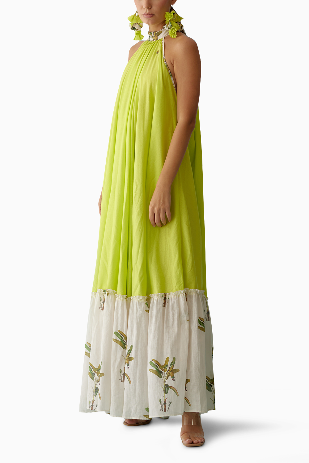 Lime Green Halter Maxi Dress