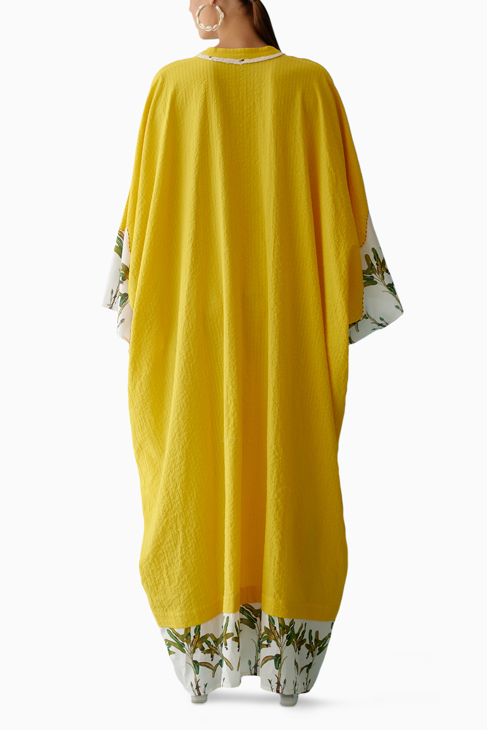 Yellow Hand-Braided Tassels  Kaftan Dress