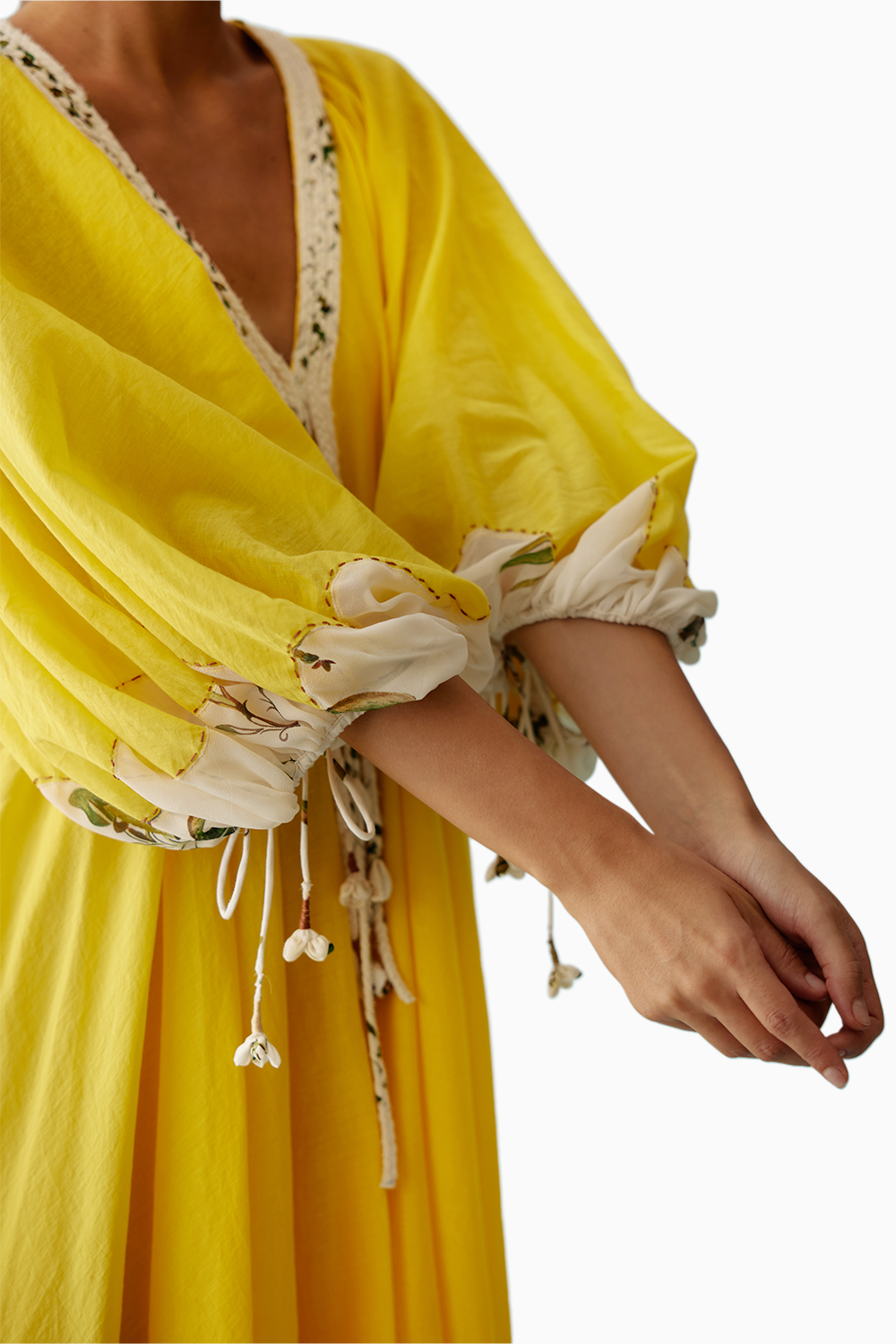 Yellow Hand Braided Tassels Maxi Dress
