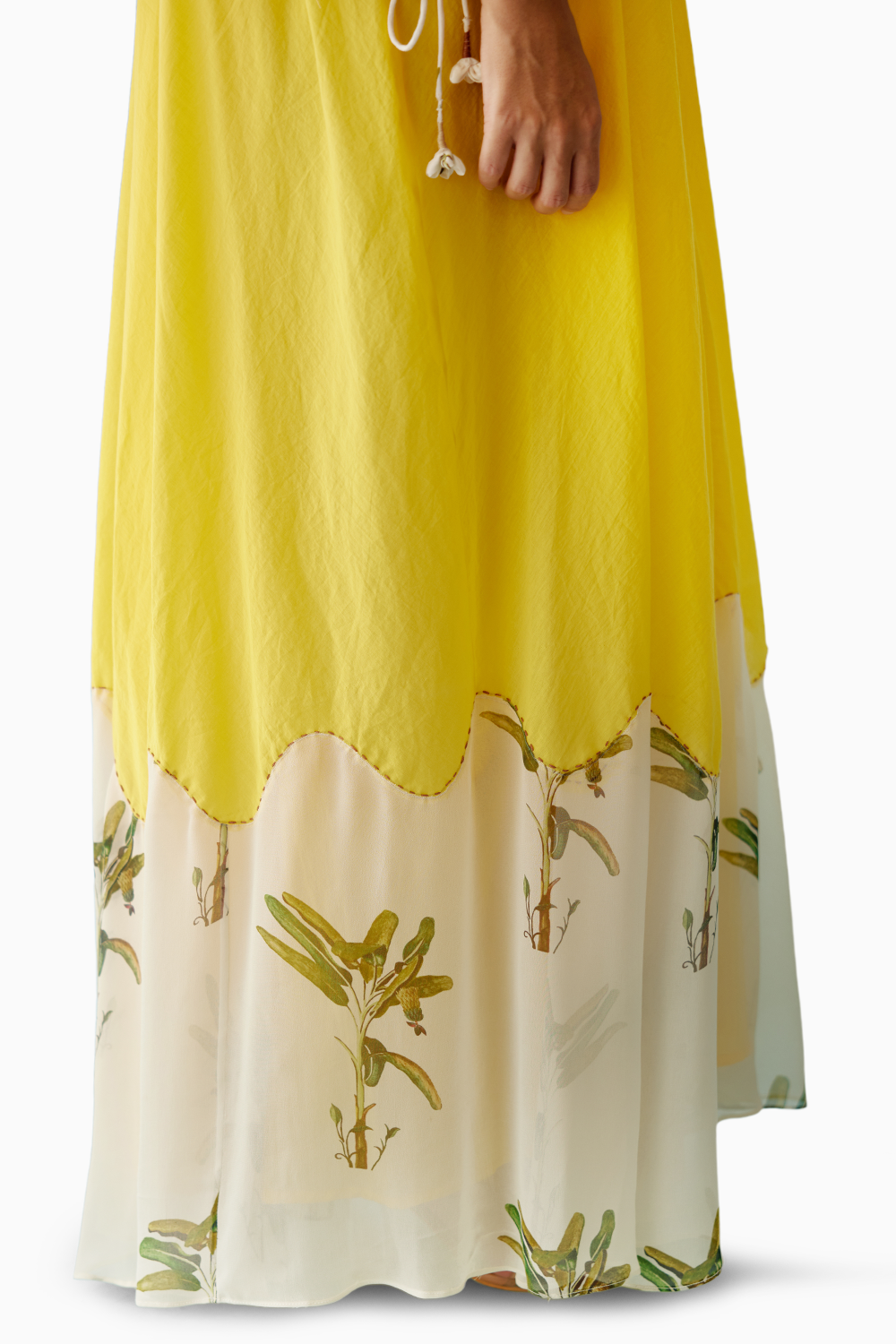 Yellow Hand Braided Tassels Maxi Dress