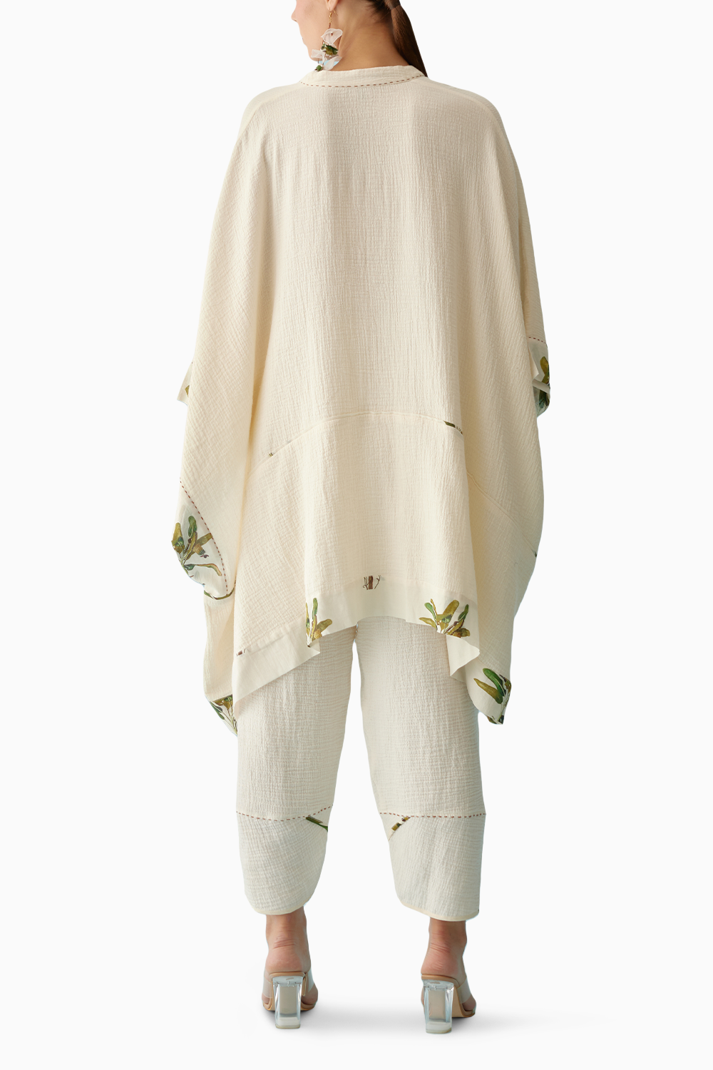 Cream Hand-Braided Tassel Kaftan