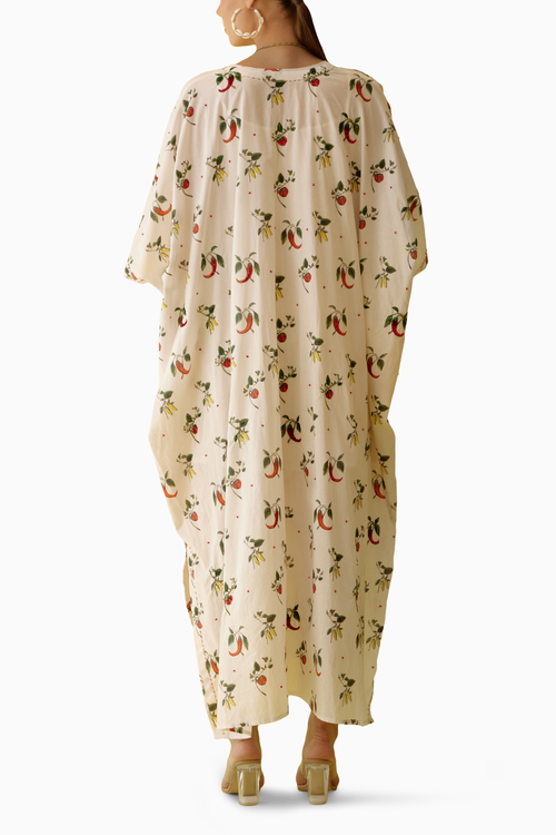 Off-White Hand Painted Chilli Print Midi Dress
