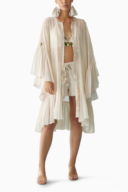 Cream Handwoven Jamdani Cotton Overgarment