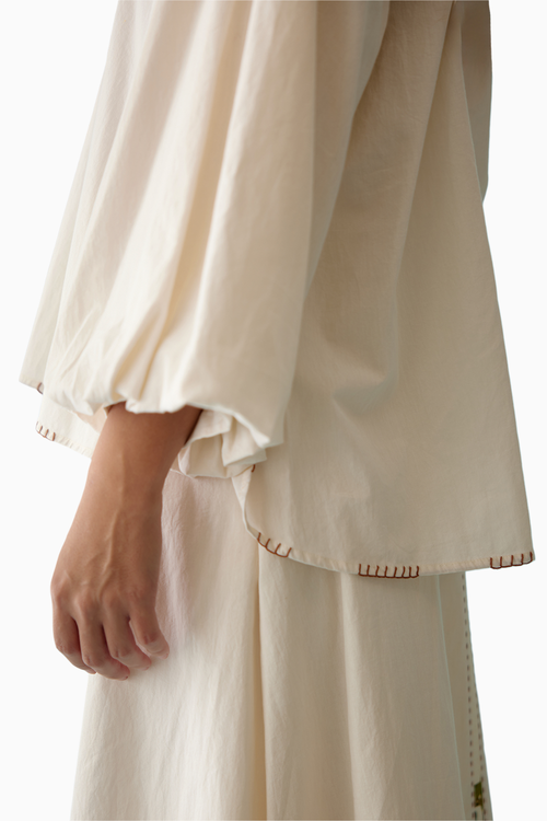 Cream Raglan Sleeves Shirt