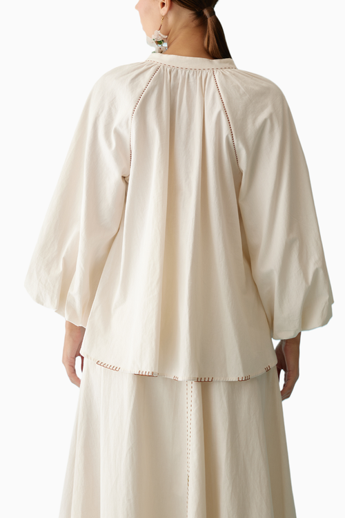 Cream Raglan Sleeves Shirt
