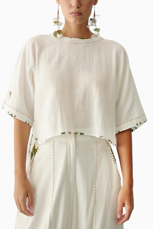 Off-White Hi-Low Crop Top