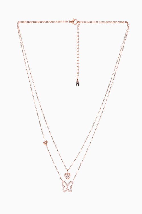 A Flutter Of Hearts Silver Chain Necklace