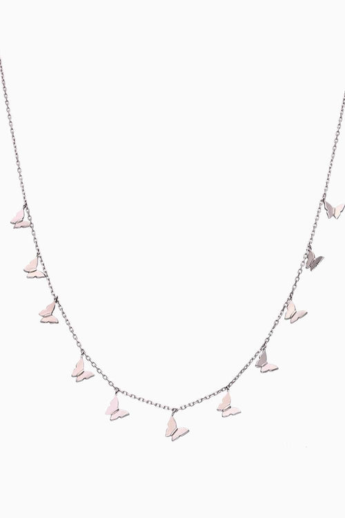 Dancing Silver Butterflies Casual Silver Necklace