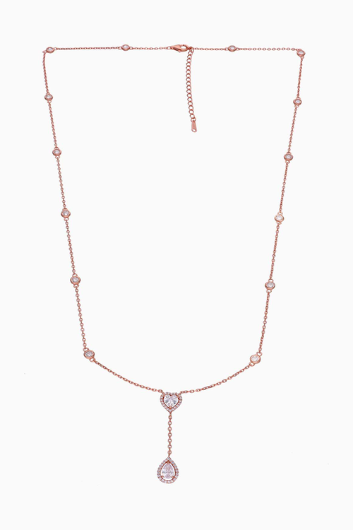 Stylish Crystal Hearts Silver Chain Necklace