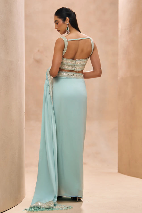 Shea Powder Blue Concept Saree Set