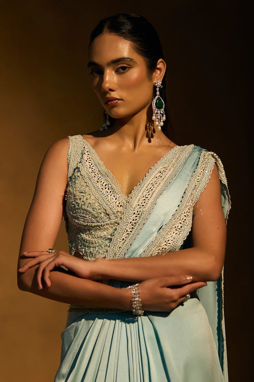 Shea Powder Blue Concept Saree Set