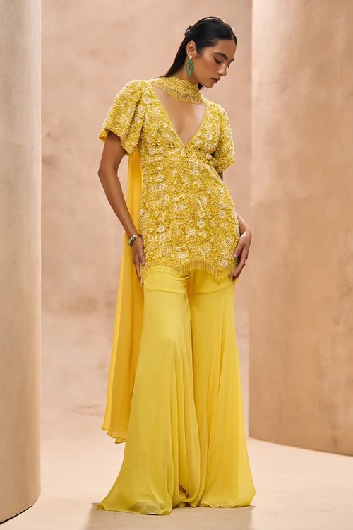 Era Yellow Short Kurta and Sharara Set