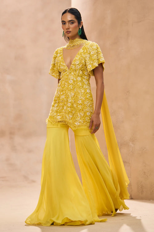 Era Yellow Short Kurta and Sharara Set