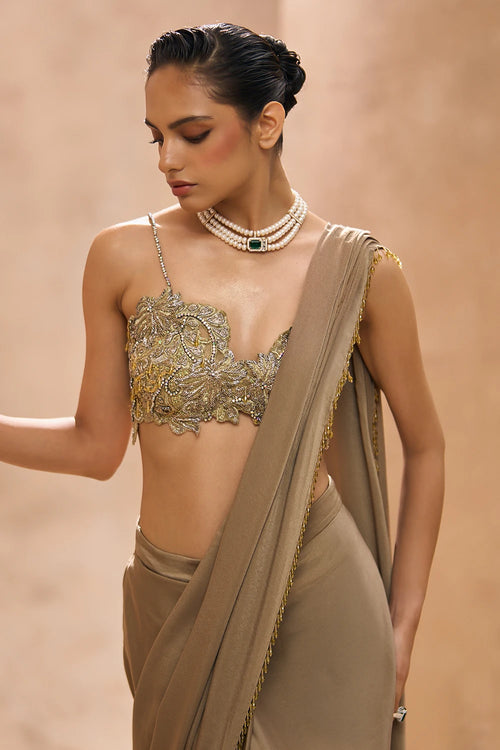Aurea Bralette Blouse With Pre-Stitched Saree