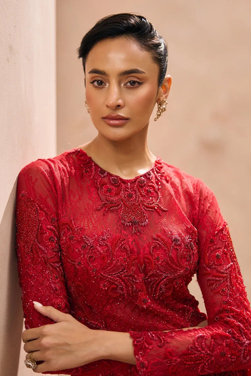 Inaya Red A-Line Embellished Kurta With Sharara Set