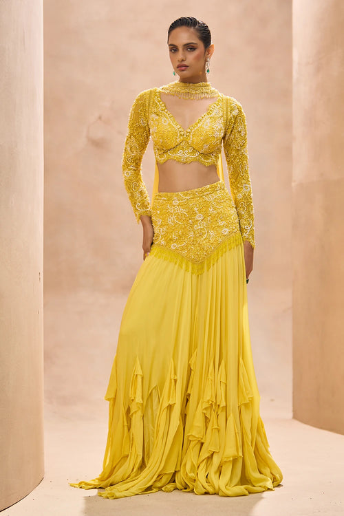 Pipa Yellow Blouse and Frill Skirt Set